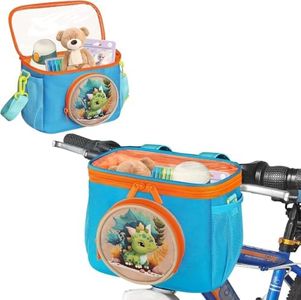 RAYMACE Kids Bike Basket,Children's Bicycle Basket Front with Shoulder Strap,Cute Bike Frame Bag for Girls,Boys Toddlers Bike,Scooter Bag Accessories (Cerulean)