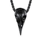 U7 Black Viking Jewellery For Men Boy Crow Skull Necklace Halloween Punk Gothic Necklaces