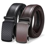 LEACOOLKEY Men's leather belt with slide automatic, Adjustable Ratchet Belt 35mm for men for business casual