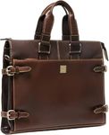 Rustic Roots Genuine Leather Laptop Bag for Men | Tablet Office Bags with Adjustable & Removable Strap | 16inch Laptop Travel Messenger Bags - Dark Brown