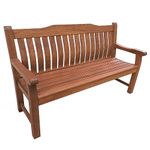 BrackenStyle Boston 3 Seat Wooden Garden Bench - 160cm Outdoor Patio Seating – Durable Hardwood Furniture Ergonomic Comfy Curved Backrest with Arm Rests