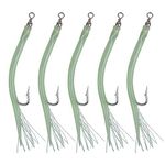 Saltwater Fishing Hook Trolling Tube Teaser, 5pcs Classic Striped Bass Tube Lures Cod Rig Tube Teaser with Stainless Steel Hook Swivel for Cod Trolling Big Game Fishing