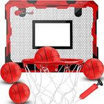 Mini Basketball Hoop Indoor Outdoor Wall Mounted Basketball Hoop with 4 Balls Over The Door for Kids Adults, Room Office Pool Basketball Toys Birthday Graduation Gift for Kids Boys