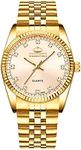 DREAMING Q&P Classic Golden Stainless Steel Unisex Luxury Quartz Wrist Watches Gold