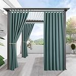 RYB HOME Waterproof Outdoor Curtains - Sunlight Block Windproof Privacy Outside Deck for Patio Porch Balcony Pergola Shower Enclosure, W 52 x L 108 inches, 1 Panel, Teal Blue