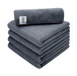 SOFTSPUN Microfiber Export Rejected Cloths Going Cheap! 5 pcs 30X40 cms 340 GSM (Grey) Colour Thick Lint & StreakFree Multipurpose Cloths for Car Bike Cleaning Polishing Washing & Detailing.