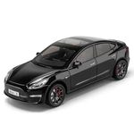 VARIYA ENTERPRISE® 1/24 Big TESLA MODEL 3 Toy Car Metal Pull Back Diecast Car with Openable Door and Sound Light, Gifts Toys for Kids【 BLACK 】