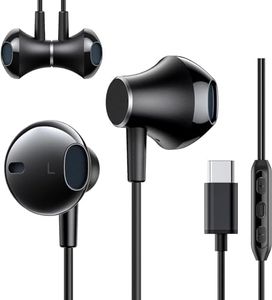 New bee Ecouteur USB C pour Samsung Galaxy S23 S22 Ultra S20 A54 A53 Écouteurs USB C avec Micro Écouteurs filaires Écouteurs USB Type C pour Pro Max iPad Pro Air 5/4 Pixel 8/7/6/6a(Blanc)