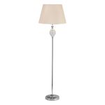 Lighting Supermarket Hannah Luxury Elegant Chrome & Crystal Floor Lamp with Natural Linen Shade