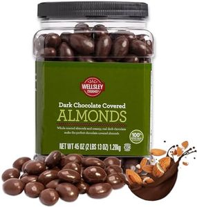 Wellsley Farms Dark Chocolate Covered Almonds – 2lbs 13oz | Whole Roasted Almonds with Real Creamy Dark Chocolate | Kosher, Gluten-Free Snack