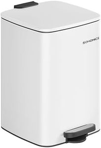 SONGMICS Trash Can, 5.2-Gallon (20 L) Trash Bin, Stainless Steel Kitchen Garbage Can, with Inner Bucket, Soft Close and Stays Open, Cloud White ULTB592W01