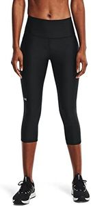 Under Armour Womens HeatGear Armour High Waisted Pocketed No-Slip Capri , Black (001)/White , Small