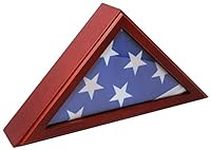 American Flag Mahogany Display Case - Wood Frame Fits 5x9.5' Folded Flag - Veteran Burial Memory - Glass Front