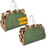 ADERFIA Firewood Carrier, 40x 19-2 Pack Log Carrier For Firewood, Waxed Canvas Tote Bag, Durable Wood Carrier for Firewood, Large Firewood Carriers With Handles, Fireplace Log Carriers and Holders,