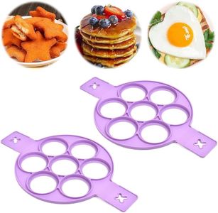 2PCS 7 Holes Nonstick Pancake Maker,Reusable Pancake Maker,2024 New Flip N Cook Silicone Mold for Chocolate Chip Cookie Mold Candy Making Cake Ice Cream (Purple,7-Hole Round)