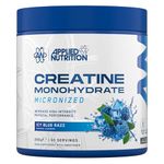 Applied Nutrition Creatine Monohydrate Powder 250g – 100% Micronized Creatine – 5g per Serving – Supports High-Intensity Performance – ICY Blue Razz – 50 Servings