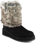 LONDON FOG Womens Patty Cold Weather Snow Boot Warm Lined Winter Boots Faux Fur, Black, 5 UK