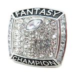 Sorrick 2022 Fantasy Football Championship Ring in Clear Display Case | Heavy Duty Silver Tone FFL League Champ with Stand