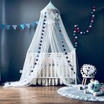 Bed Canopy Hanging Tents Mosquito Net Netting Curtains for Kids Children Room Decoration, Princess Baby Bed Canopy Crib Tent with Stars Decoration, Blue