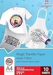 Raimarket Premium Iron on Transfer Paper t-Shirt Printing for Light Fabrics, A4 10 Sheets, Printable Vinyl Iron on Transfers for Clothes, Best Heat Transfer Paper for White T-Shirts, Easy to Use