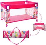 BABESIDE Baby Doll Crib, Baby Doll Bed for 17-21 Dolls, Foldable Baby Doll Playpen Toy Crib, Reborn Baby Doll Accessories with Storage Bag, Doll Pack n Play Kids Gift(Pink)