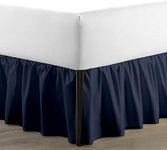 SKY BEDDINGS - Bed Skirt Queen Size Ruffled Bed Skirt with Split Corners - Queen 18 Inch Drop Dust Ruffle Bed Skirt with Platform Three Sided Coverage - 100% Microfiber Bed Skirt, Navy Blue