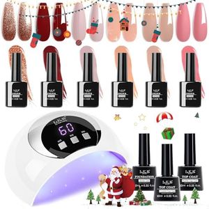 Gel Nail Kit 6 Colors Gel Nail Polishes Set with 54W UV Lamp for Gel Nails, Glossy & Matte Top and Base Coat, Pink Gray White Gel Nail Polish Set with Lamp Starter Kit for Nail Art DIY at Home
