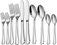 Trifecta Flatware Cutlery Silverware Spoon 10 PCs, Tableware with Titanium Plated Stainless Steel Colorful, Include Knife/Fork/Spoon, Western Eating Utensil Set Dishwasher Safe (Silver, 10)