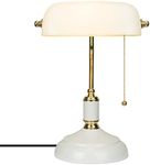 FIRVRE White Glass Bankers Lamp, Tr