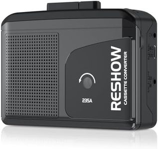 Reshow Lecteur cassette portable avec haut-parleur intégré et prise casque, convertisseur USB cassette vers MP3, lecteur de conversion numérique avec son stéréo complet - Noir