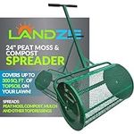 Landzie Spreader with Upgraded Side Clasps, Peat Moss Spreader, Metal Mesh Basket, Comfort Grip Handles, and Compost Spreader for Lawn and Garden