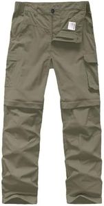 Asfixiado Kids Hiking Pants, Boy's Casual Quick Dry Convertible Waterproof Trousers for Climbing Camping Outdoor #9016 Light Army Green-L