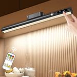 Hapfish Battery Powered Motion Sensor Lights, Rechargeable Led Strip Light Bar Battery Operated 4000mAh Magnetic Dimmable, Under Shelf Lighting for Mirror Indoor Wall Cabinet Kitchen - Black