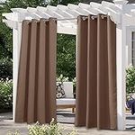 NICETOWN Gazebo Curtains Outdoor Waterproof, Patio Privacy Panels Thermal Insulated Blackout Privacy Grommet Sunlight Blocking Curtains for Gazebo, Porch, Pavilion, W52 x L108, Tan, 1 Panel