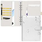 Toplive PU Leather A5 Binder 6 Ring, A5 Planner Binder Notebook Cover for A5 Filler Paper (Inner Paper Not Included) 6 Ring Binder Planner Notebooks Portfolio with Card Holder/Pencil Holder, Marble