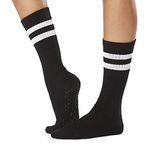 Tavi Noir Kai Ebony Fashion Crew Grip Socks for Barre, Pilates, and Yoga, Medium