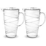 HEFTMAN Clear Plastic Jugs 2 Litre - 2 Pack Plastic Jug with Lid & Vented Spout Ideal as Cocktail Jug for BBQ's, Parties, Camping & Everyday Indoor/Outdoor Use - Water Jug with Lid - Pack of 2