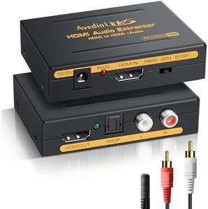 avedio links 4K HDMI Audio Extractor Splitter, 1080P HDMI to HDMI Audio Converter + Optical Toslink SPDIF + L/R Stereo Analog Audio, HDMI Audio Adapter Compatible with Fire Stick, Blu-Ray (Black)