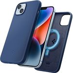 Spigen Silicone Fit Magfit Back Cover Case Compatible with iPhone 14 (Sillicone | Navy Blue)