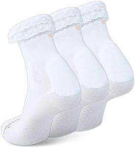 SHEZZA 3-Pack Anti-Blister Lace Socks White Large–Cushioned Heel, Breathable Comfort, Unisex
