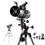 AOMEKIE Astronomy Telescope for Adults 130mm Large Aperture High Powered 130X with EQ5 Mount 2 Plossl Eyepieces Bluetooth Controller Phone Adapter Red Dot Finderscope for Moon Watching Stargazing