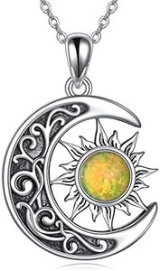 VONALA Collana con sole e luna, in argento sterling placcato oro, luna e stella, luna-sole, regalo per donne e ragazze adolescenti, 22*18.2MM, Argento sterling, Opale