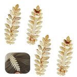 Moonoubeans 4 Pack Gold Feather Leaf Flower Metal Hair Clip Snap Leaves Hair Barrettes Claw Clamp Bobby Pin Alligator Hairclips Wedding Party Hair Decorations Accessories for Women Ladies