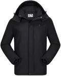 CAMEL CROWN Men's Mountain Ski Snow Jacket Waterproof Winter Coat Snowboarding Windbreaker Windproof Warm Hooded Snow Coat Black XXXL