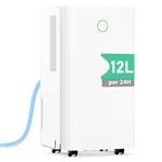 Dehumidifier 12L, Dehumidifiers for Home Damp with 1-24H Auto-off Timer, Humidity Setting, Drainage Hose, Quiet Dehumidifiers for Laundry Drying, Ideal for Bedroom/Basement, Auto Defrost, Low Energy