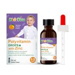 KidzVita - Polyvitamin Drops with Zinc 50ML - Multivitamins for 1-3 Years Toddlers, 9 Essential Vitamins (Vitamin A, Vitamin B Complex, C & D3) with Mineral of Zinc - Great Taste in Easy-To-Take Liquid Form - 50 Day Supply - Proudly Made in Canada