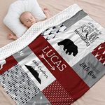 Personalized Baby Blankets for Boys - Woodland Personalized Baby Blanket - Custom Baby Blankets for Boys - Woodland Baby Stuff - Woodland Nursery Décor(Red Woodland)