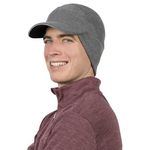 TrailHeads Men's Fleece Hat Baseball Cap - Drop Down Ear Warmer Flaps - Winter Caps for Men for Running, Golf, Hunting Heather Grey