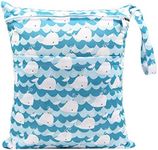 iZiv Baby Waterproof Reusable Wet Dry Bag, Nappy Bag, Reusable Wet Suit Bag, Waterproof Washable Hanging Large Diaper Bag Organizer Pouch Double Zipper Printing Diaper Bag