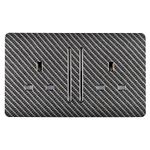 Trendi Switch 2 Gang Long Switched Modern Designer Plug Socket in Carbon Fibre